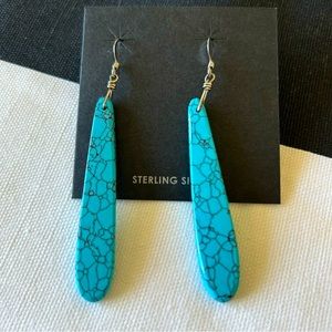 Navajo Turquoise Slab Earrings